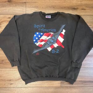 Vintage 2000 Spirit of America B-2 Bomber Gray Crewneck Sweatshirt Men's XL